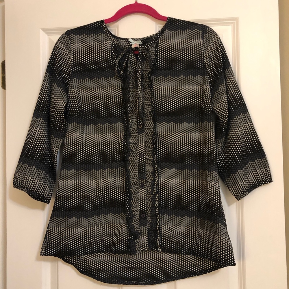 Polka-dot three-quarter sleeve blouse